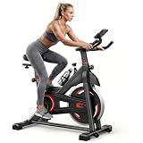 NEWBULIG Exercise Bike with APP, Stationary Bikes for Home, Workout Bike for Adults & Seniors, Cycle Machine, Adjustable Height and Resistance, Low Noise, 265lbs Weight Capacity, Black Red