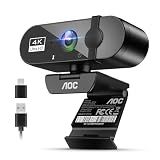AOC 4K Webcam for PC, Streaming Computer Camera with Noise-Canceling Mic