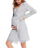 SWOMOG Women's Maternity Nursing Robe Pregnancy Breastfeeding Bathrobes 3 in 1 Labor Delivery Nightgowns