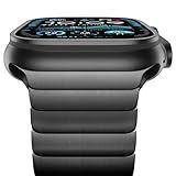 NewWays Metal Band Compatible with Apple Watch Ultra 2 Band 49mm Series 9, 8, 7, 6, 5, 4, 3, 2, 1 Stainless Steel Link Bands, Black