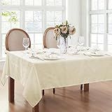 Elrene Home Fashions Caiden Elegance Damask Waterproof, Stain & Wrinkle Resistant Fabric Tablecloth, 60" x 120" Oblong/Rectangle, Ivory