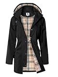 SaphiRose Women's Long Hooded Rain Jacket Outdoor Raincoat Windbreaker(Black,Medium)