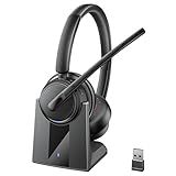 Mopchnic Wireless Headset with Noise Cancelling Microphone, On-Ear Bluetooth Headset with USB Dongle, Mute Function & Charging Base, Wireless Headphones for Work from Home and Call Center (Black)
