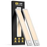 MCGOR 10inch Under Cabinet Lighting, 2 Pack Rechargeable Motion Sensor Light Indoor, 5 Levels Dimmable Magnetic Closet Lights, Wireless Under Counter Lights for Kitchen, Stairs