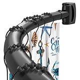 Black Curved Shower Curtain Rod 33-78 Inches Adjustable Splicing Design Need To Drill Shower Rods Curved Round Bowed Rust proof, Premium Stainless Steel Shower Curtain Rod for Bathroom, Bathtub, Stall