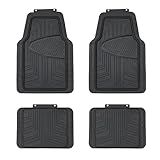Amazon Basics 4-Piece Premium Rubber Floor Mat for Cars, SUVs and Trucks, All Weather Protection, Universal Trim to Fit, Black