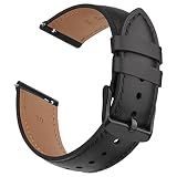 Vancle Quick Release Genuine Leather Watch Band 20mm 22mm Leather Watch Strap, 20mm Black