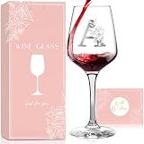 Monogrammed Wine Glass Gifts for Women, Personalized A-Z Wine Glass Customized Gift for Women, Unique Birthday Mothers Day Gifts for Mom, Her, Wife, Friends