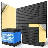 20 Pack Acoustic Panels with Self Adhesive, 12" X 12" X 0.4" High Density Sound Proof Foam Panels for Walls, Soundproof Wall Panels, Brick Sound Absorbing Panels for Home Studio Office Decor - Black