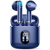 Wireless Earbuds, Bluetooth Headphones 5.4 with ENC Noise Cancelling Mics, 30H Bluetooth Ear Buds 3D Bass with LED Display Charging Case, IP7 Waterproof Wireless Earphones for Android, iOS, Dark Blue