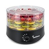 Food Dehydrator DryMax 280 – 5 Tray Adjustable, BPA-Free – 4-Hour Quick Drying, Even Heat, Easy Temp Control – Fruit, Veggie, Meat Jerky Maker (Black)
