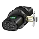 ThorBolt Keyless Entry Door Lock, Fingerprint Door Lock with Keypad Biometric Door Knob, Auto-Lock for Interior Doors Thickness up to 2-1/4", Bedroom, Home Office, Garage, 4xAA Alkaline, MD1 Black