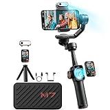 hohem iSteady M7 Gimbal Stabilizer for iPhone, Phone Gimbal with AI Tracking, 1.4" Detachable Touchscreen Remote, Built-in Extension Rod, Fill Light, Phone Stabilizer for Video Recording, YouTube