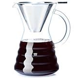 Unbreakable - Pour Over Coffee Maker with Permanent Stainless Filter 27 fl oz, Thickened Heat-Resistant Borosilicate Glass Dripper Coffee Brewer, Stovetop Safe