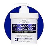 Advanced Clinicals 10% Glycolic Acid + Lactic Acid Lotion Exfoliant Moisturizing Cream With Hyaluronic Acid Moisturizer | AHA Exfoliating Body Cream Improves Look Of Uneven Rough Skin Texture, 16 Oz