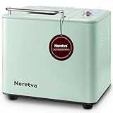 Neretva 20-IN-1 Bread Maker, Dual Heater 2LB Bread Machine Stainless Steel Bread Maker Machine Nonstick Ceramic Pan Compact for Gluten Free/Sourdough/Whole Wheat Bread/Yogurt, Breadmaker-Light Green