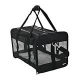 Amazon Basics Airline Approved Soft-Sided Mesh Pet Travel Carrier with Shoulder Strap, Removable Washable Fleece Pad, Top Opening, Ventilation for Dog, Cat, up to 22 pounds, 19.7Lx12Wx12H in., Black