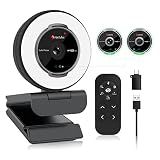 Angetube Streaming Webcam with Microphone, USB 1080P Web Cam w/Ring Light
