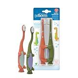 Dr. Brown's Toddler Toothbrush, Green and Orange Dinos, Ages 1-4, 2-Pack