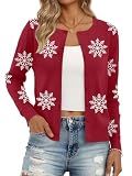 Trendy Queen Women's Lightweight Knit Cardigan Christmas Red Medium