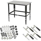 Klutch Steel Welding Table, 600 Lbs Weight Capacity, 16mm Holes, 24-Pc Metal Fit-Up Kit, Welding Tables For Shop (Black)