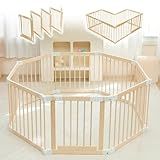 Baby Playpen, Playpen for Babies and Toddlers, Foldable Wooden Play Yard with Gate, Adjustable Baby Activity Center with Child Proof Lock, Fence Play Area for Toddlers 1-3（56 * 56 * 24inches）