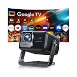 Smart 4K Projector [Google TV Stick Built-in & 360° Stand] with WiFi 6, Bluetooth 5.3, HDR10, 30W Hi-Fi, AI Auto Focus, Outdoor Portable Short Throw Movie Projector for Home Theater Bedroom Ceiling