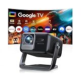Smart 4K Projector [Google TV Stick Built-in & 360° Stand] with WiFi 6, Bluetooth 5.3, HDR10, 30W Hi-Fi, AI Auto Focus, Outdoor Portable Short Throw Movie Projector for Home Theater Bedroom Ceiling