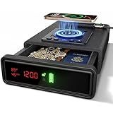 Biometric Fingerprint safe with Phone & Watch Wireless Charging, 3 Quick Access, valuables storage with Adjustable Brightness, Backlit Keypad