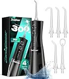 Portable Water Flosser for Teeth Pick - Cordless Electric Oral Irrigator for Adults & Sensitive Gums 300ML Braces Cleaning 5 Jet Tips, IPX7 Waterproof for Travel, Rechargeable BPA-Free 4 Modes