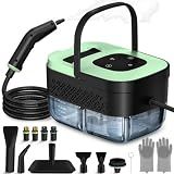 Steam Cleaner, Portable Steamer for Cleaning with 16pcs Accessories, 6-Level Adjustable and 15s Heat-Up, Handheld Steam Cleaner for Home, Tile, Dirt, Grout, Grease, Car Detailing, Light Green