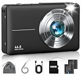 Digital Camera, FHD 1080P Point and Shoot Camera with 16X Zoom Anti Shake 32GB Card, Compact Small Video Camera Gift for Kids Teens Starter Boys Girls(Deep Black)