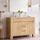 T4TREAM 48 Inch Modern Bathroom Vanity with Double Sink, Natural Oak