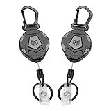 MNGARISTA 2-Pack Retractable Keychain, Heavy Duty Carabiner Badge Holder, Tactical ID Badge Reel Key Chain with 31.5” Steel Retractable Cord, 8.0 oz