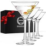 Chouggo Martini Glasses Set of 4, Hand Blown Premium Crystal Cocktail Glasses, for Bar, Martini, Cosmopolitan, Manhattan, Gimlet, Pisco Sour - 9Oz, Clear