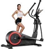 UMAY Elliptical Exercise Machine with 16 Levels Resistance, Hyper-Silent Magnetic Elliptical Machine for Home with 15.5" Stride & Heart Rate Grips and LCD Monitor, 400LBS Weight Capacity