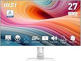 MSI PRO MP275W E2 27-inch IPS 1920 x 1080 (FHD) Gaming Office Monitor, 120Hz, Free-Sync, HDMI, DisplayPort, VGA Port, VESA Mountable, Tilt, Speaker, 4-Side Slim Bezel 1ms, White