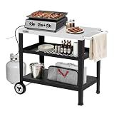 Royal Gourmet PC3404S Movable 3-Shelf Grill Table, Stainless Steel Tabletop