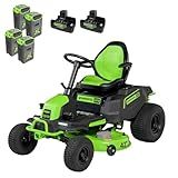 Greenworks 60V 42” Cordless Electric CrossoverT Riding Mower, (4) 8.0Ah Batteries and (2) Dual Port Turbo Chargers