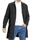 Mens Trench Coat Slim Fit Single Breasted Casual Long Jacket Lightweight Lapel Fall Windbreaker Overcoat