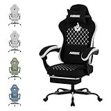 NIONIK Gaming Chair with Massage,Ergonomic PC Gaming Chair Computer Chairs with Footrest Comfortable Headrest and Lumbar Support, High Back Blackwhite