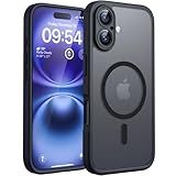 TOCOL Magnetic for iPhone 16 Case, Upgraded Full Camera Protection, Compatible with Magsafe, Drop Protection, Translucent Matte Back Bumper Phone Cover 6.1-Inch（Black）