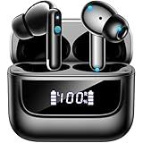 Wireless Earbuds Bluetooth 5.4, 6 Mic ENC Noise Cancelling Clear Call, in Ear Buds Deep Bass HiFi Stereo Sound, Big Dual LED Display 48H Playtime Earphones IPX7 Waterproof Headphones Android iOS Black