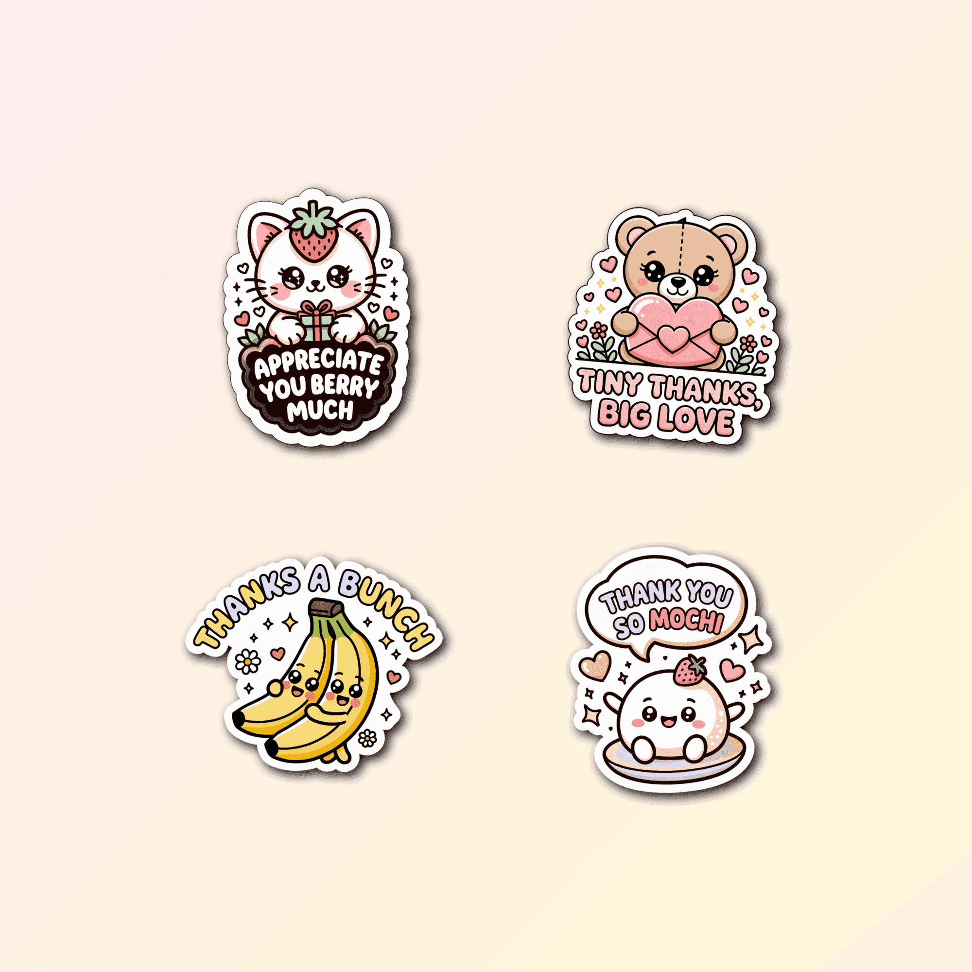 4 Cute "Thank You" Sticker Pack