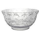 Party Essentials Hard Plastic 12-Quart Embossed Punch Bowl, Clear
