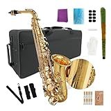YoungMonic Alto Saxophone E Flat for Adults Student Sax Eb Alto Full Kit With Carrying Sax Case Mouthpiece Straps Reeds Saxophone Beginner Kit