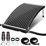 Bamgoten Upgraded Solar Pool Heater for Above Ground Pool, Solar Pool Heaters with Adjustable Support Feet, Thickened Panel, Includes 2 Adapters, 2 Hoses & Clamps, 2 Plumbers Tapes