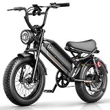 Jasion Electric Bike for Adults Teens YR16, Peak 2000W Electric Bicycle, 48V 12.5AH Battery Dirt Bike with Dual Suspension & Cruise Control, 16" Fat Tire 55 Miles Moped EBike Fit Teenagers & Adults