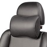 Aukee Car Headrest Pillow Memory Foam Car Neck Pillow with Adjustable Strap Soft Leather Headrest for Driving Home Office Black (1PC)