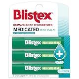 Blistex Medicated Mint Lip Balm SPF 15, 24 Hr Moisture, 0.15 oz, 3 Count
